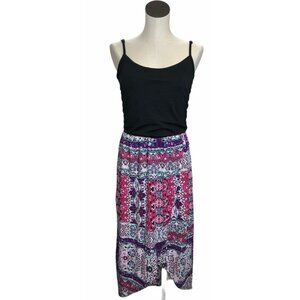 Bobbie Brooks Sun Dress High Low Black Pink Womens Medium Purple Bohemian Boho